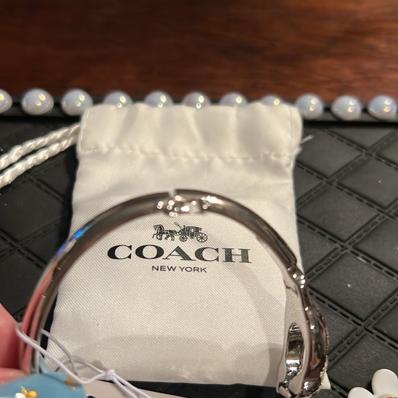 COACH Silver Monogram Clasp Bangle Bracelet - Picture 4 of 4